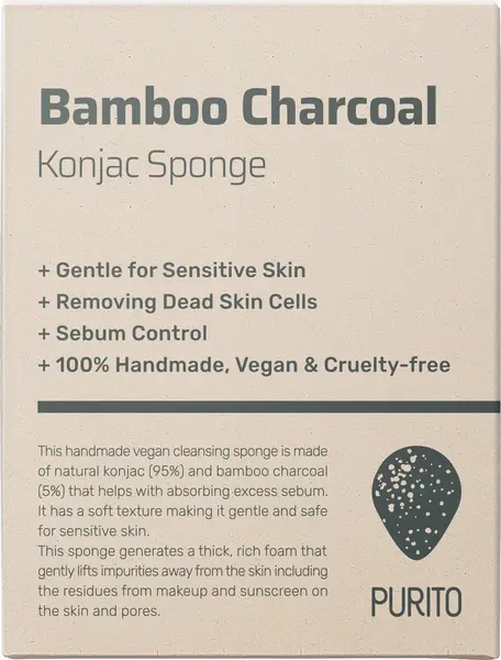 Purito Burete de curățare a feței Bamboo Charcoal Konjac