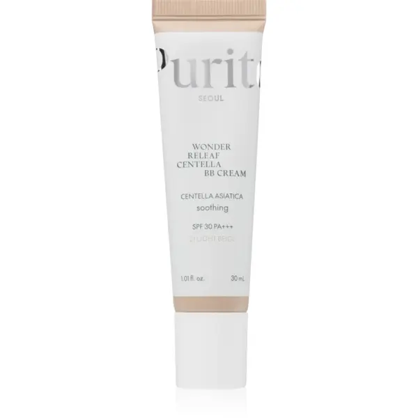 Purito Wonder Releaf Centella BB Cream crema BB cu efect de iluminare cu efect calmant culoare 21 Light Beige 30 ml