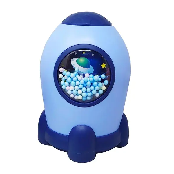Pusculita pentru monede, model Space, plastic, albastru, 16 cm