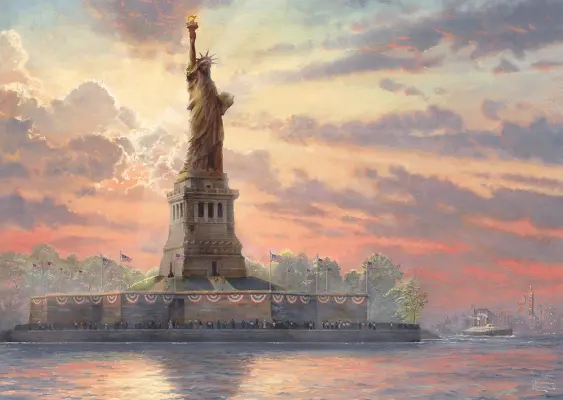 Puzzle 1000 de piese - Thomas Kinkade - Statue of Liberty in The Twilight | Schmidt