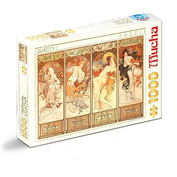 Puzzle 1000 Piese, Alphonse Mucha – Anotimpuri3, D-toys