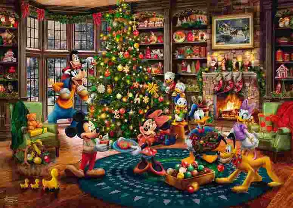 Puzzle 1000 piese - Disney - Mickey & Minnie impodobesc bradul | Schmidt