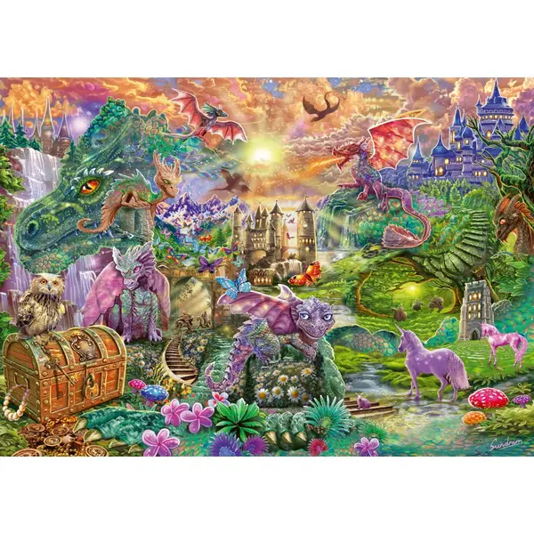 Puzzle 1000 piese - Enchanted Dragon Country | Schmidt