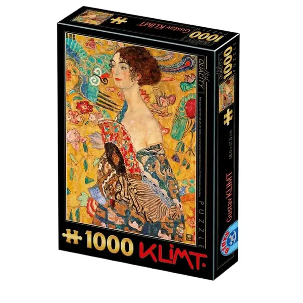 Puzzle 1000 Piese, Gustav Klimt- Domnisoara cu Evantai, D-toys