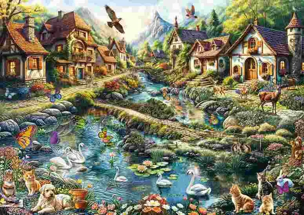 Puzzle 1000 piese - Satul de la marginea padurii | Schmidt