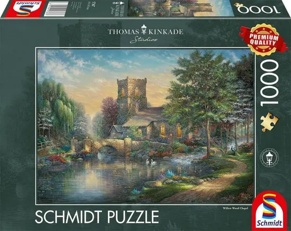 Puzzle 1000 piese - Thomas Kinkade - Capela din lemn de salcie | Schmidt