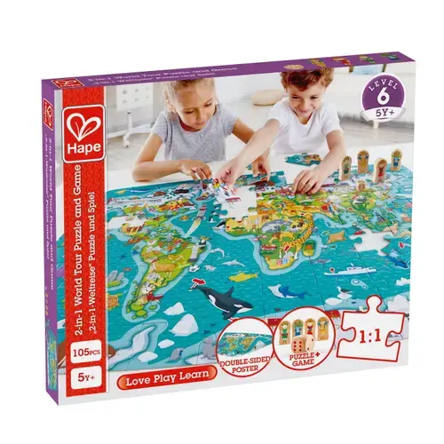 Puzzle 2-in-1 Hape - Turul Lumii