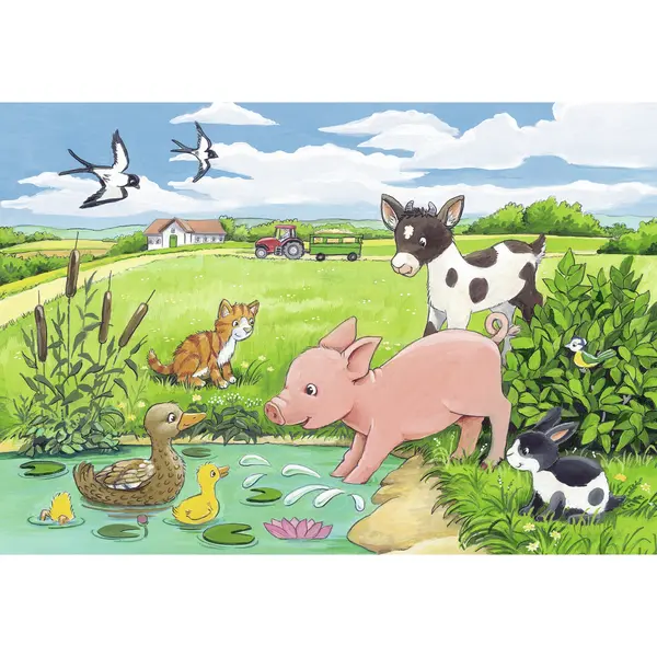 Puzzle 2x12 piese - Pui de Animale la Ferma | Ravensburger