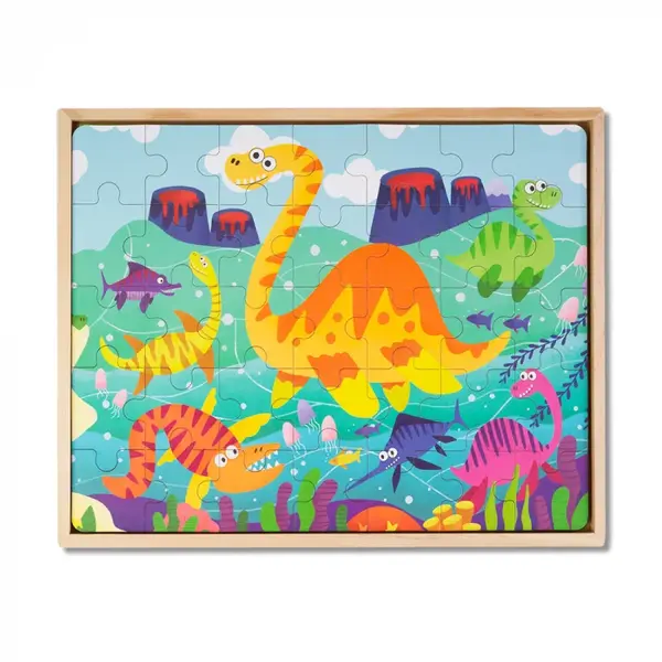 Puzzle 3 in 1 din Lemn - Dinozauri Montessori