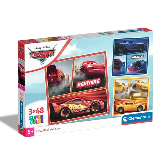 Puzzle 3 x 48 piese Clementoni Cars 25305