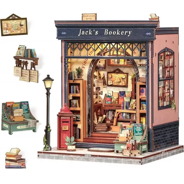 Puzzle 3D 330 piese - Minicasuta - Libraria lui Jack | Robotime