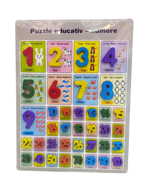 Puzzle 3D din lemn in limba Romana - Numere si Cifre