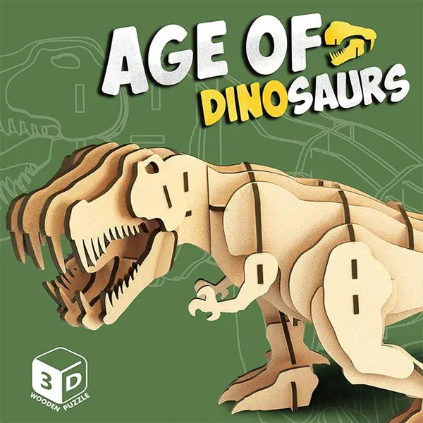 Puzzle 3D din lemn Raya Toys - Era Dinozaurilor: Tyrannosaurus Rex, 50 piese