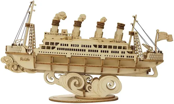 Puzzle 3D din lemn Robo Time din 145 de piese - Navă de croazieră