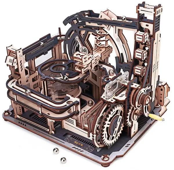 Puzzle 3D din lemn Robo Time din 472 piese - Portul spațial de marmură