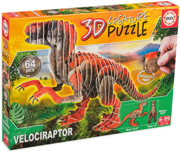 Puzzle 3D Educa 64 de piese - Velociraptors