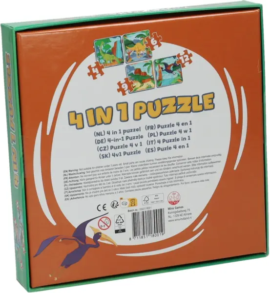 Puzzle 4in1, 31 piese - Dino | Wins Holland