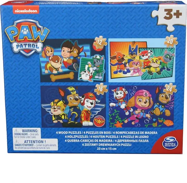 Puzzle 4in1 din Lemn Patrula Catelusilor