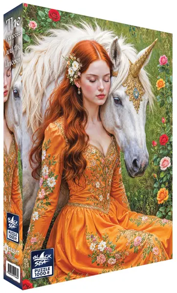 Puzzle Black Sea din 1000 piese - Prințesa și unicornul