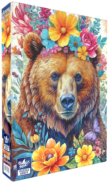 Puzzle Black Sea din 500 de piese - Printre flori: ursul