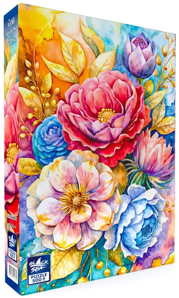Puzzle Black Sea din 500 piese - Aur printre bujori