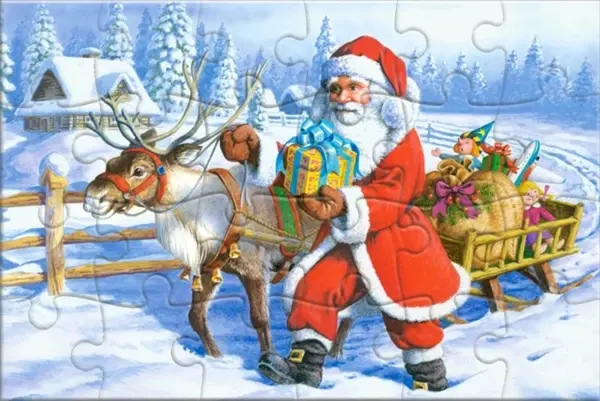 Puzzle-carte poştală Castorland din 24 piese - Renii lui Moș Crăciun