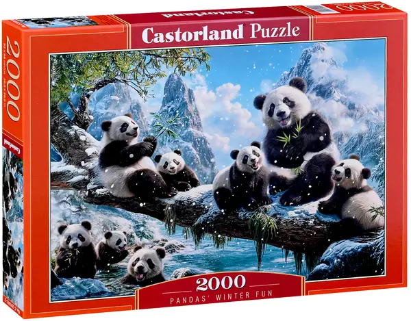 Puzzle Castorland de 2000 de piese - Distracția de iarnă a pandalor