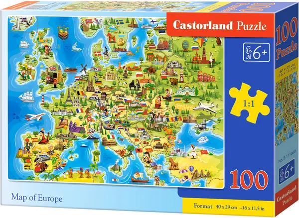 Puzzle Castorland din 100 de piese - Harta Europei