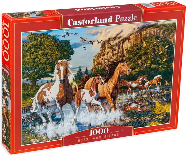 Puzzle Castorland din 1000 de piese - Cai în râu