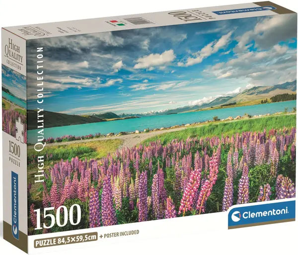 Puzzle Clementoni din 1500 piese - Lupini de lângă Lacul Tekapo