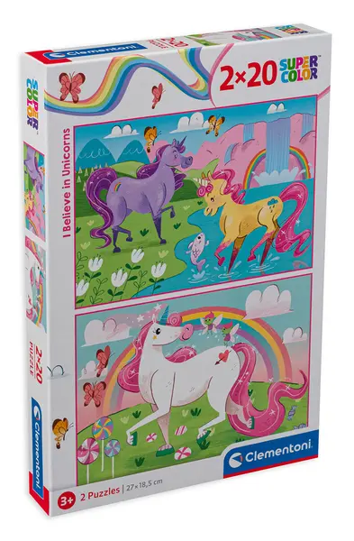 Puzzle Clementoni din 2 x 20 de piese - Eu cred in unicorni