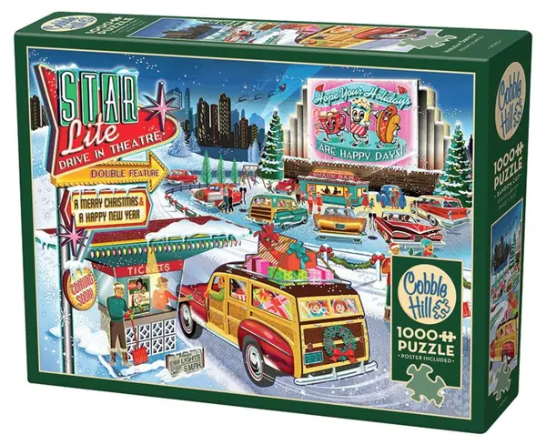 Puzzle Cobble Hill din 1000 de piese - Cinema auto festiv