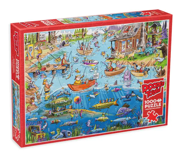 Puzzle Cobble Hill din 1000 de piese - DoodleTown: Pescuit
