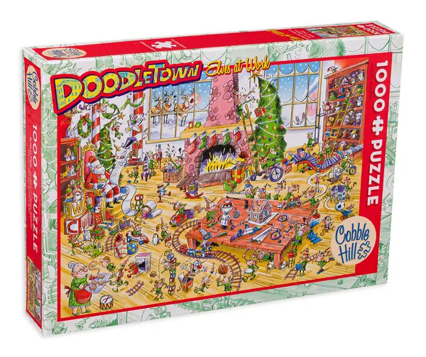Puzzle Cobble Hill din 1000 de piese - Elfi muncitori