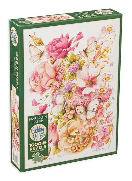 Puzzle Cobble Hill din 1000 de piese - Flori roz