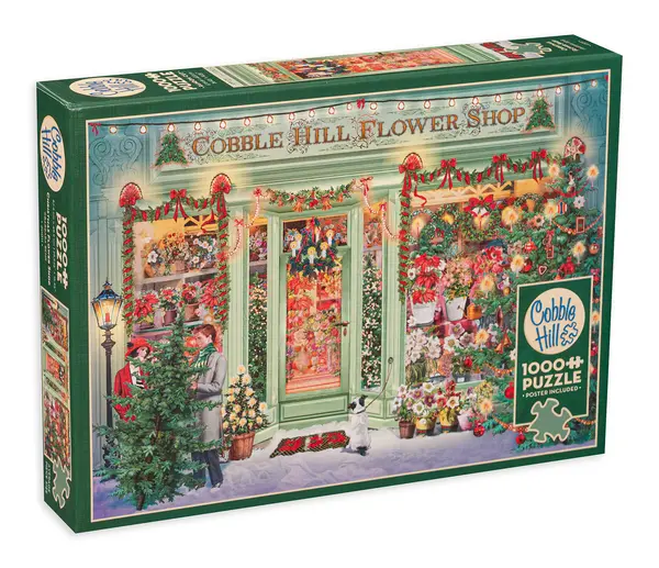 Puzzle Cobble Hill din 1000 de piese - Magazin de flori de Crăciun