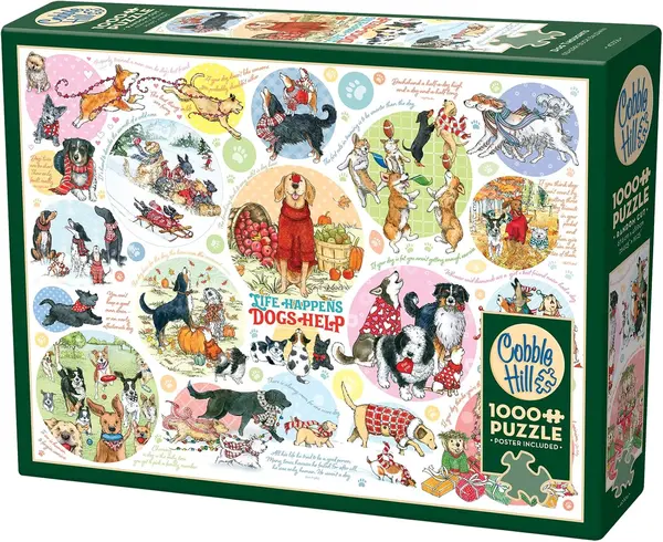 Puzzle Cobble Hill din 1000 piese -Gânduri de câine