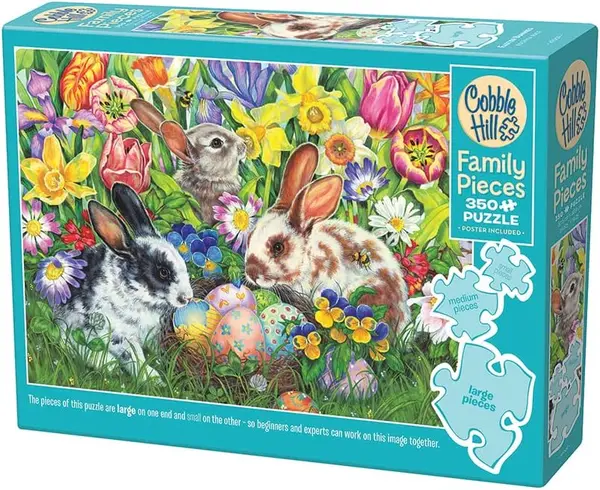 Puzzle Cobble Hill din 350 de piese XXL - Iepurași de Paște