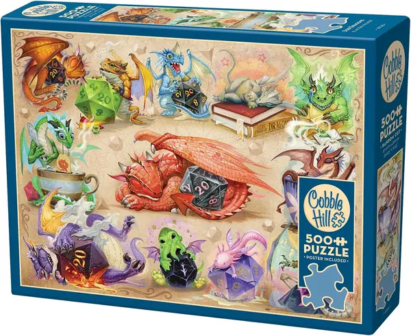 Puzzle Cobble Hill din 500 de piese - D20 Dragoni