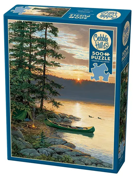 Puzzle Cobble Hill din 500 de piese - Lac cu canoe