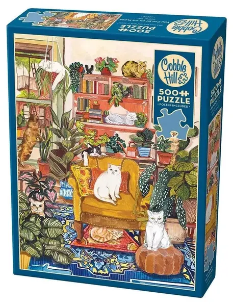 Puzzle Cobble Hill din 500 de piese - Regatul pisicilor