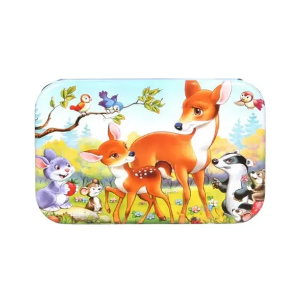 Puzzle cu 60 piese în cutie metalică - Animale sălbatice