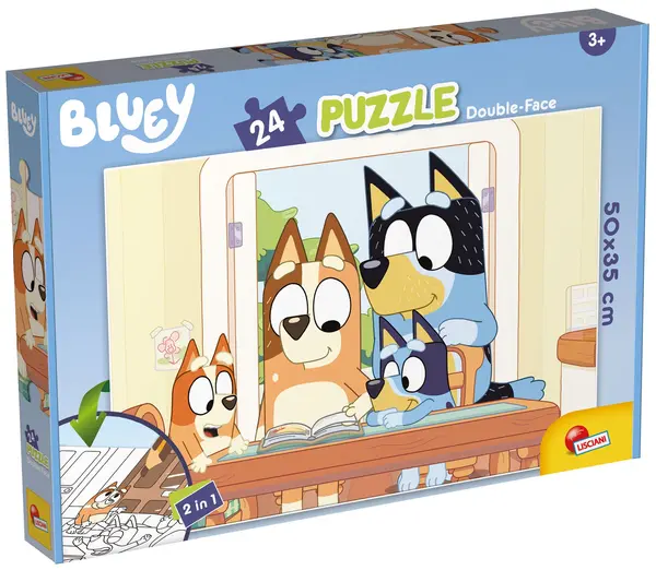 Puzzle cu două fețe Lisciani de colorat din 24 piese - Bluey