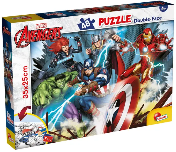 Puzzle cu două fețe Lisciani de colorat din 48 piese - The Avengers