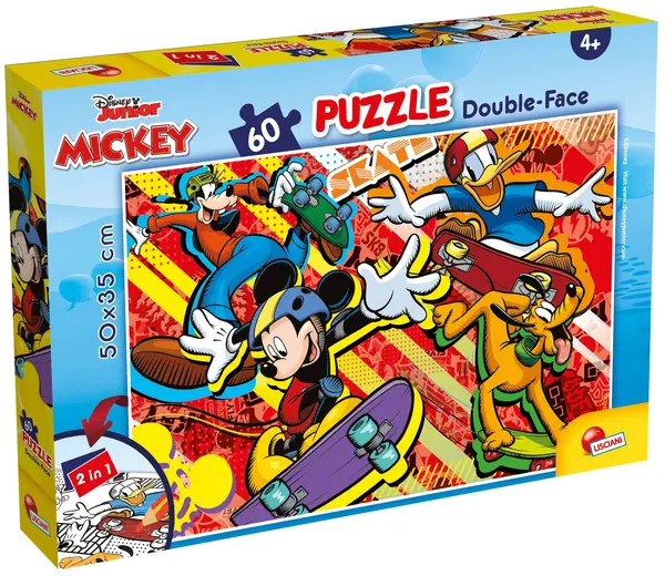 Puzzle cu două fețe Lisciani de colorat din 60 piese - Mickey Mouse