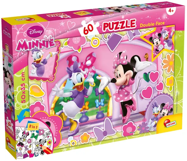 Puzzle cu două fețe Lisciani de colorat din 60 piese - Minnie Mouse