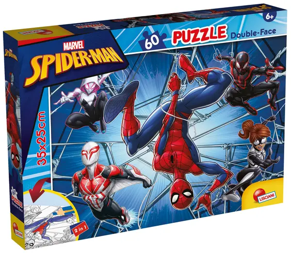 Puzzle cu două fețe Lisciani de colorat din 60 piese - Omul Păianjen