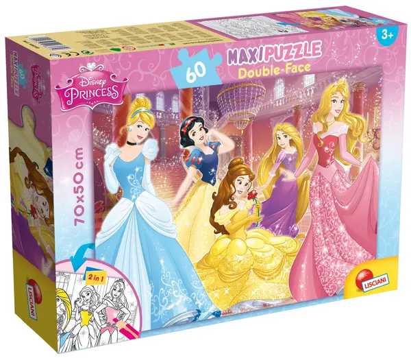 Puzzle cu două fețe Lisciani de colorat din 60 piese - Prințese