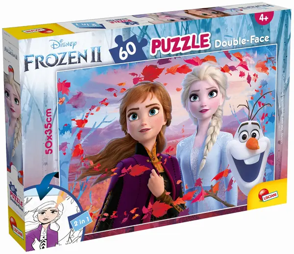 Puzzle cu două fețe Lisciani de colorat din 60 piese - Regatul Înghețat 2