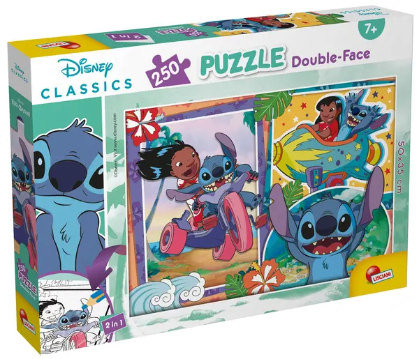 Puzzle cu două fețe Lisciani pentru colorare 250 piese - Lilo și Stitch